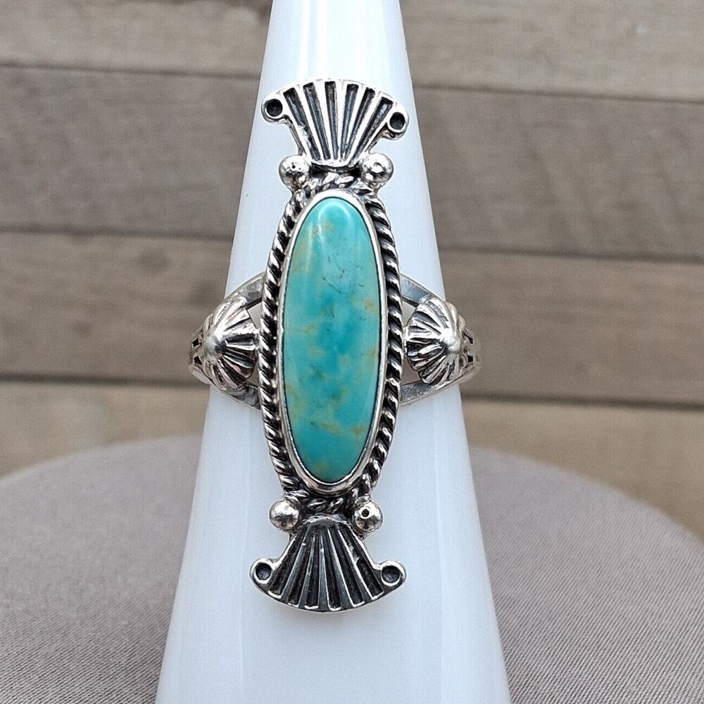 Daniel Benally Navajo Kingman Turquoise Ring Sz 7 Sterling Silver Southwestern